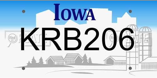 KRB206 Iowa License Plate