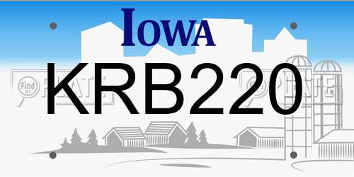 KRB220 Iowa License Plate