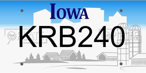 KRB240 Iowa License Plate