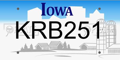 KRB251 Iowa License Plate
