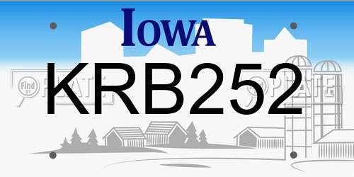 KRB252 Iowa License Plate