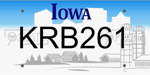 KRB261 Iowa License Plate