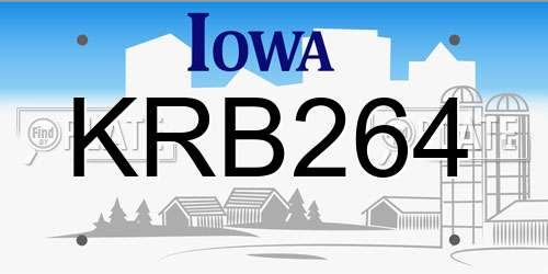 KRB264 Iowa License Plate