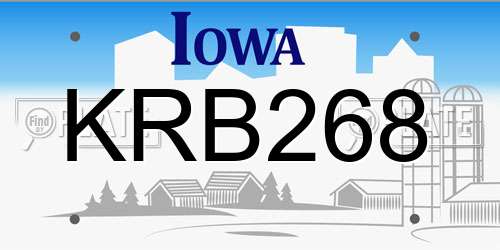 KRB268 Iowa License Plate