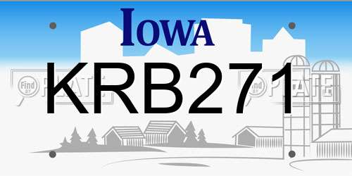 KRB271 Iowa License Plate