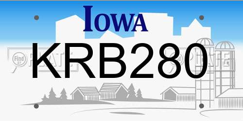 KRB280 Iowa License Plate