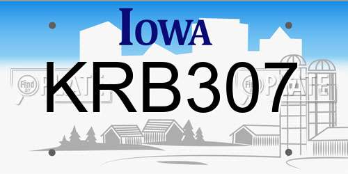 KRB307 Iowa License Plate