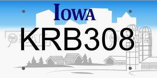 KRB308 Iowa License Plate