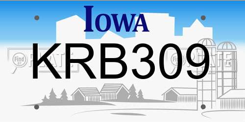 KRB309 Iowa License Plate