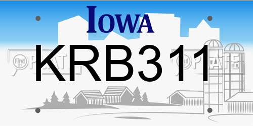 KRB311 Iowa License Plate