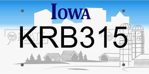 KRB315 Iowa License Plate