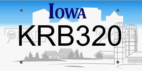 KRB320 Iowa License Plate