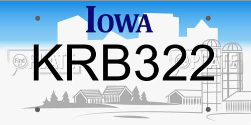 KRB322 Iowa License Plate