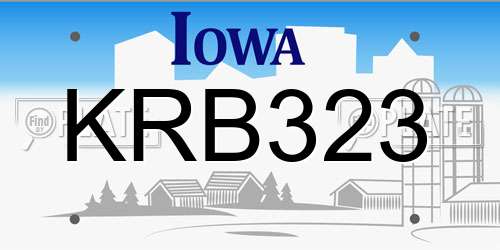 KRB323 Iowa License Plate