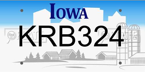 KRB324 Iowa License Plate