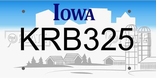 KRB325 Iowa License Plate