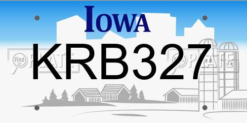 KRB327 Iowa License Plate