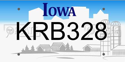 KRB328 Iowa License Plate