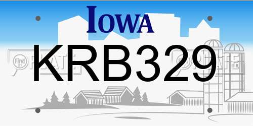 KRB329 Iowa License Plate