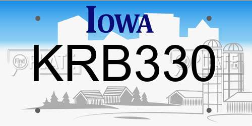KRB330 Iowa License Plate