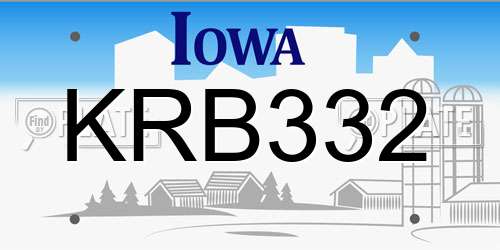 KRB332 Iowa License Plate