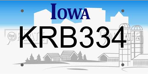 KRB334 Iowa License Plate