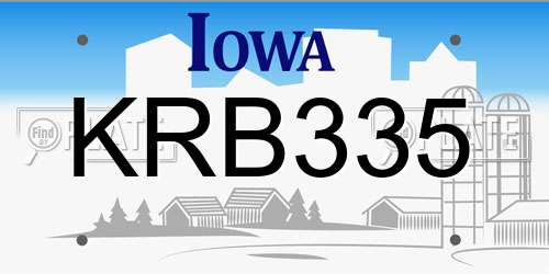 KRB335 Iowa License Plate