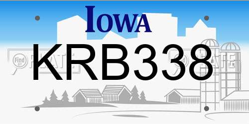 KRB338 Iowa License Plate