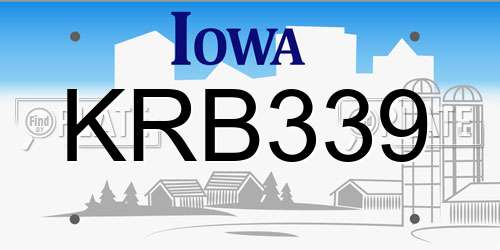 KRB339 Iowa License Plate