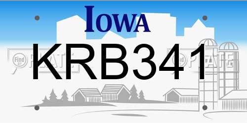 KRB341 Iowa License Plate