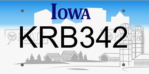 KRB342 Iowa License Plate