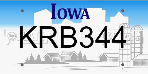 KRB344 Iowa License Plate