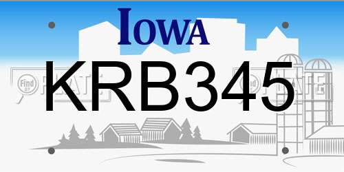 KRB345 Iowa License Plate