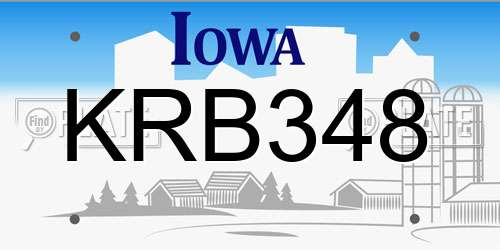 KRB348 Iowa License Plate