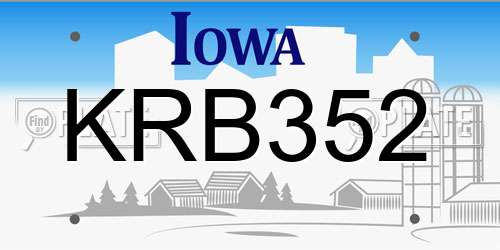 KRB352 Iowa License Plate