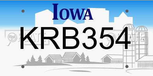 KRB354 Iowa License Plate