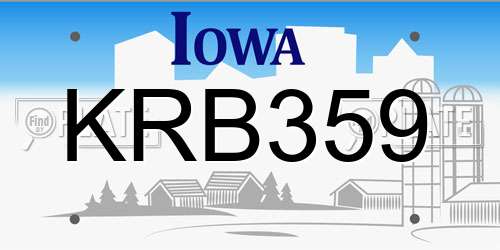 KRB359 Iowa License Plate