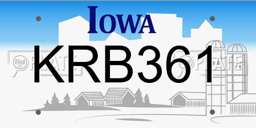 KRB361 Iowa License Plate