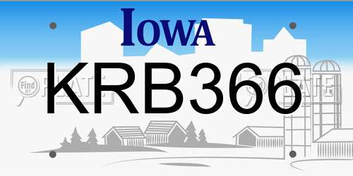 KRB366 Iowa License Plate