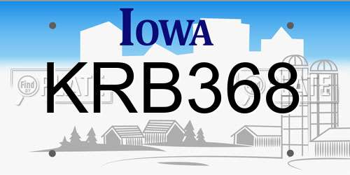 KRB368 Iowa License Plate
