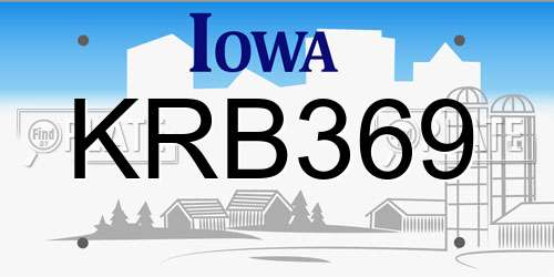 KRB369 Iowa License Plate