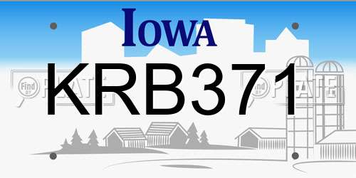KRB371 Iowa License Plate