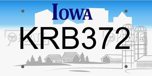 KRB372 Iowa License Plate