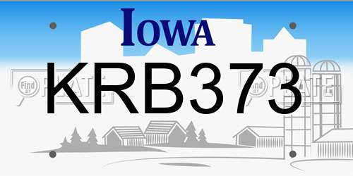 KRB373 Iowa License Plate