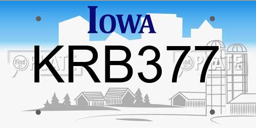 KRB377 Iowa License Plate