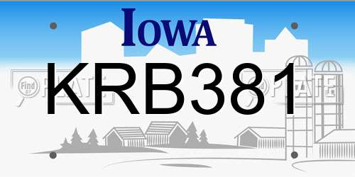 KRB381 Iowa License Plate