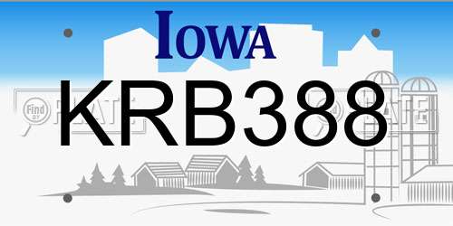 KRB388 Iowa License Plate