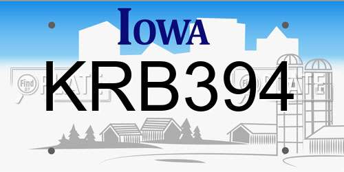 KRB394 Iowa License Plate