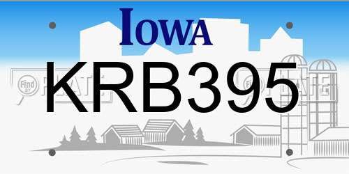 KRB395 Iowa License Plate