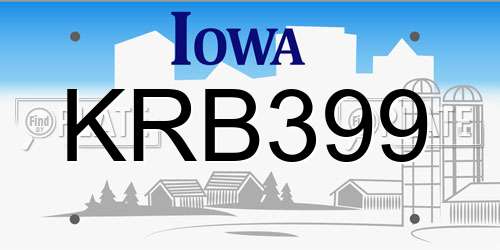 KRB399 Iowa License Plate